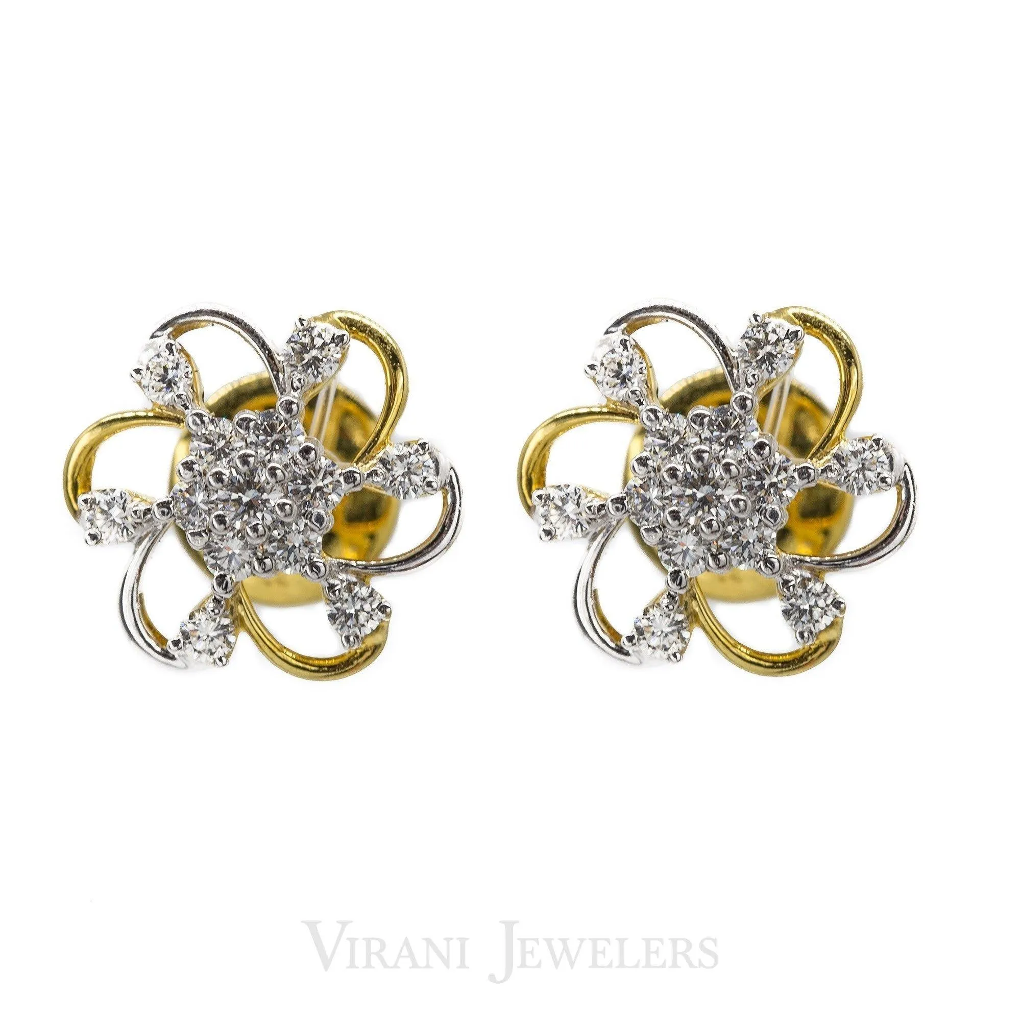 0.62CT Daisy Diamond Stud Earrings Set in 18K Yellow Gold