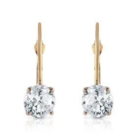 1 Carat 14K Solid Yellow Gold Leverback Earrings 1.0 Carat Diamond