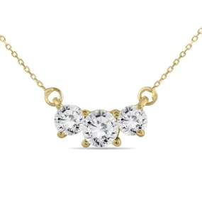 1 Carat Tw Three Stone Diamond Pendant In 14K Yellow Gold