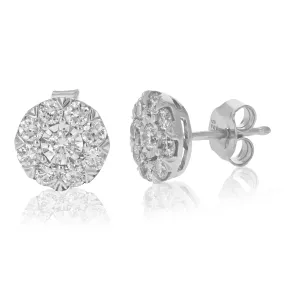 1 cttw Round Lab Grown Diamond Stud Earrings .925 Sterling Silver Prong Set 1/3 Inch