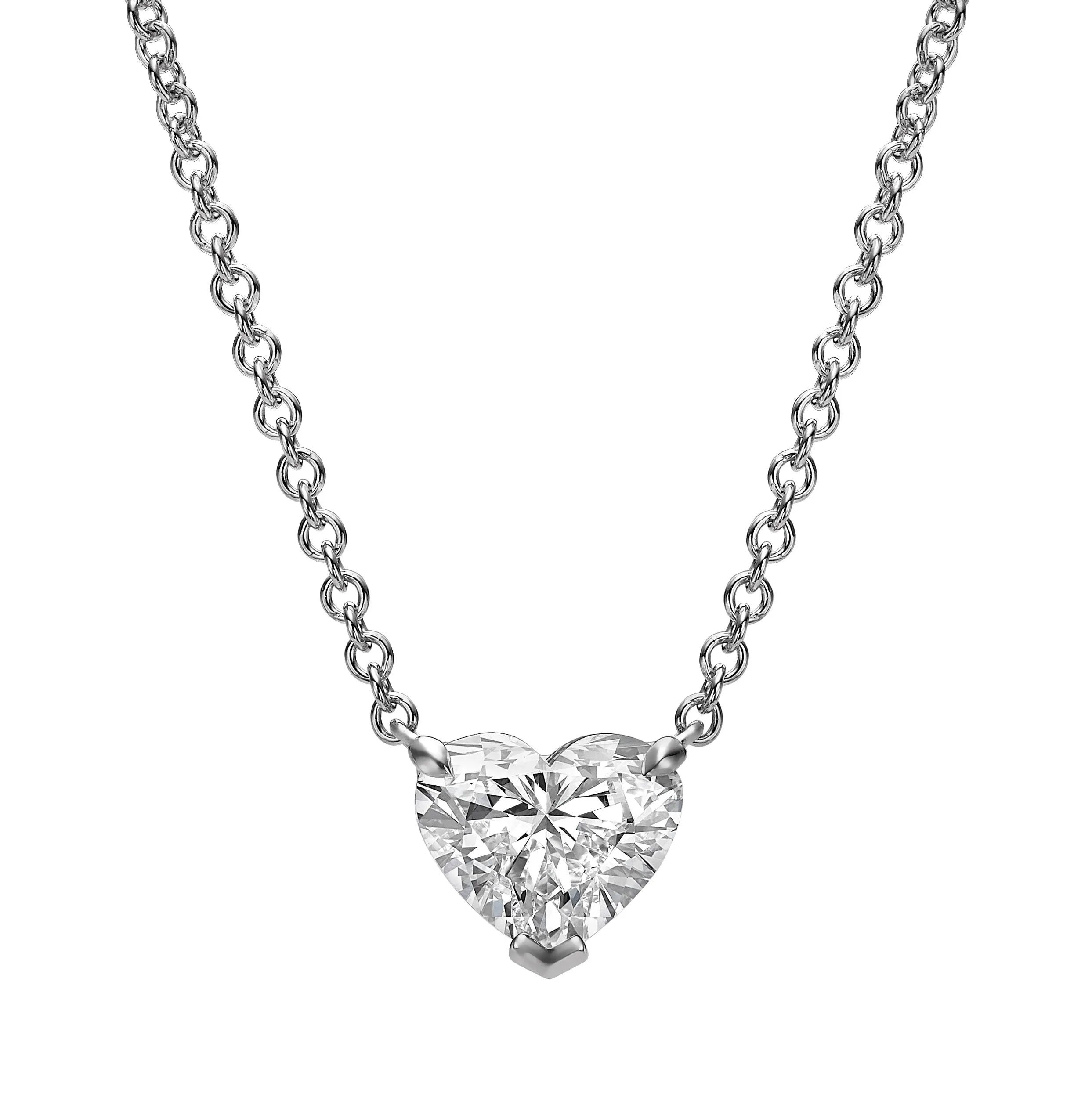 1.00 ct Lab Grown Heart Shape Diamond Solitaire Pendant Necklace