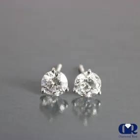 1.00 Ct Round Cut Diamond Martini Stud Earrings In 14K Gold