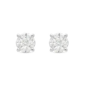 10K Gold Marquise Diamond Stud Earrings