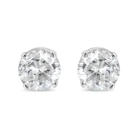 10K White Gold 1/4 Cttw Round Brilliant-Cut Near Colorless Diamond Classic 4-Prong Stud Earrings (H-I Color, I2-I3 Clarity)