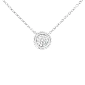 10K White Gold 1/4 Cttw Round-Cut Diamond Solitaire Chakra Style 18" Pendant Necklace (J-K Color, I1-I2 Clarity)