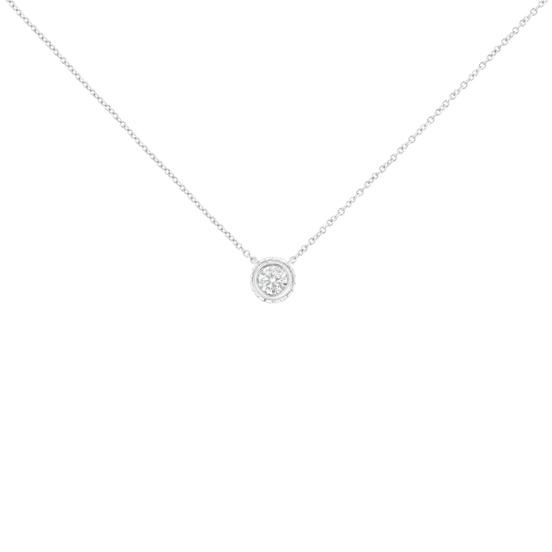 10K White Gold 1/4 Cttw Round-Cut Diamond Solitaire Chakra Style 18" Pendant Necklace (J-K Color, I1-I2 Clarity)