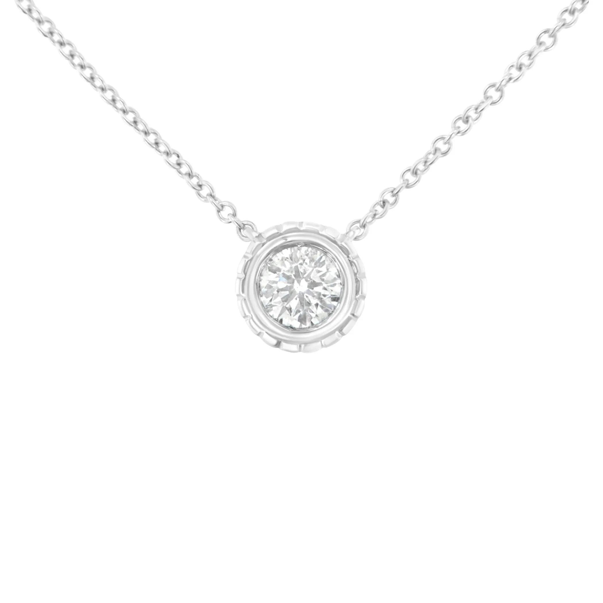 10K White Gold 1/4 Cttw Round-Cut Diamond Solitaire Chakra Style 18" Pendant Necklace (J-K Color, I1-I2 Clarity)