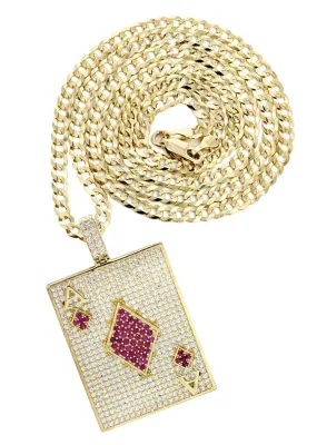 10K Yellow Gold Ace Of Spades Necklace | Appx. 24 Grams