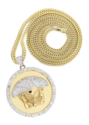 10K Yellow Gold Medusa Diamond Necklace  | 2.49 Carats