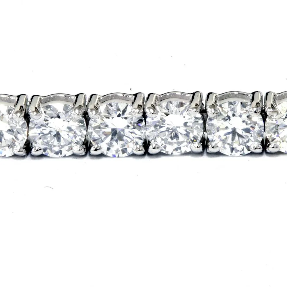 12 1/2Ct Certified Round Diamond Tennis Bracelet 7" 18k White Gold Lab Grown