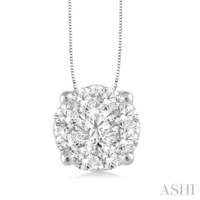 1/2 Ctw Lovebright Round Cut Diamond Pendant in 14K White Gold with Chain