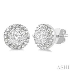 1/2 Ctw Lovebright Round Cut Diamond Stud Earrings in 14K White Gold