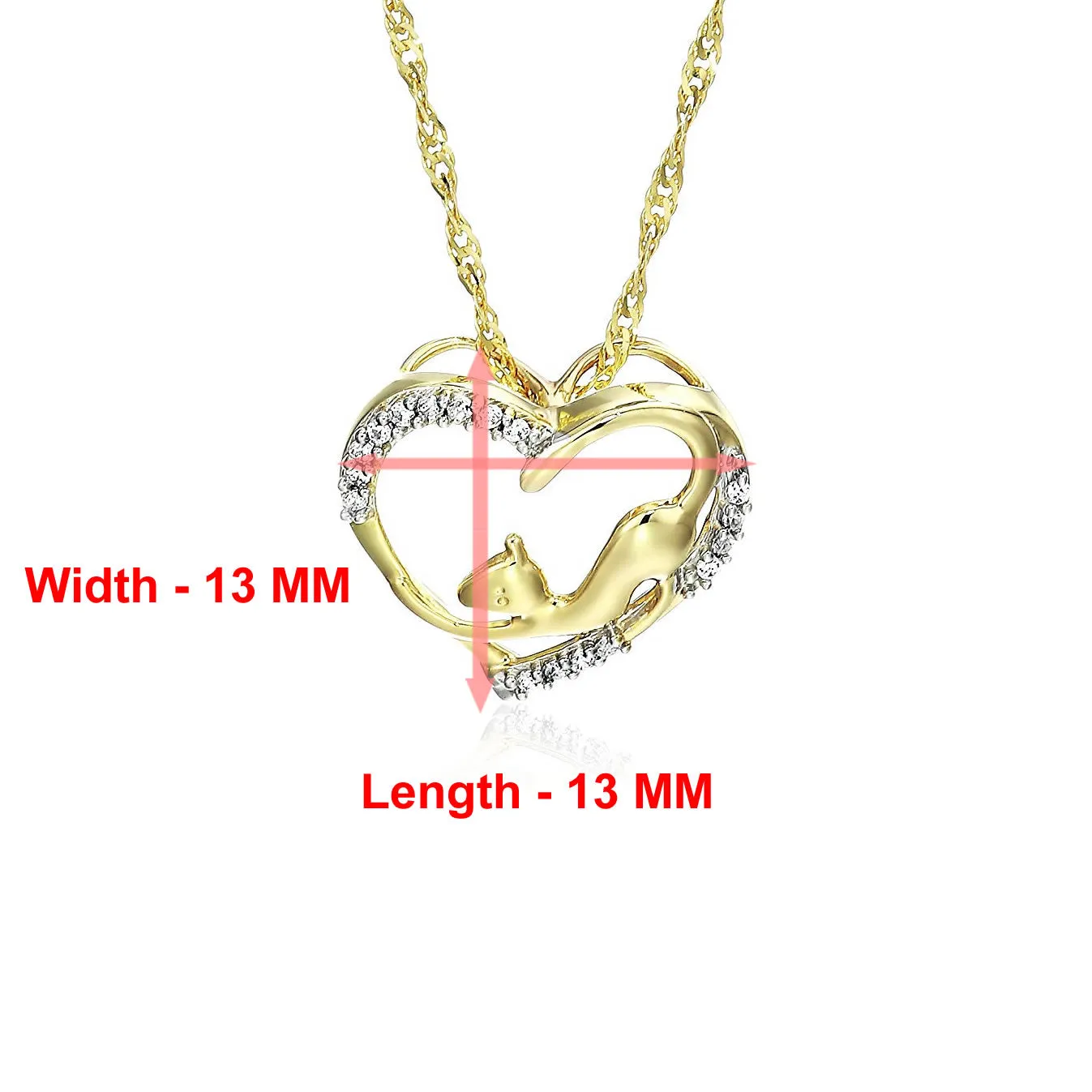 1/20 cttw Diamond Pet Heart Pendant Necklace 14K Yellow Gold 18 Inch Chain