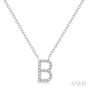 1/20 ctw Initial 'B' Round Cut Diamond Pendant With Chain in 14K White Gold