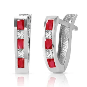 1.26 Carat 14K Solid White Gold Consumate Delight Ruby White Topaz Earrings