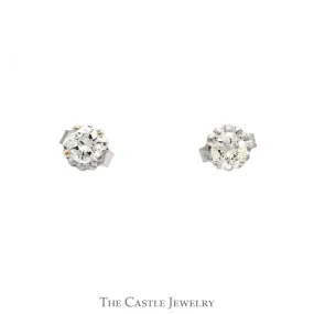 1/2cttw Round Brilliant Cut Diamond Stud Earrings in 14k White Gold Butterfly Pushbacks