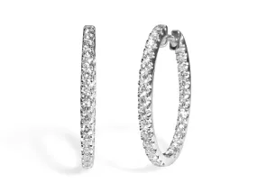 1.30CT TW Ladies Diamond Hoop Earrings