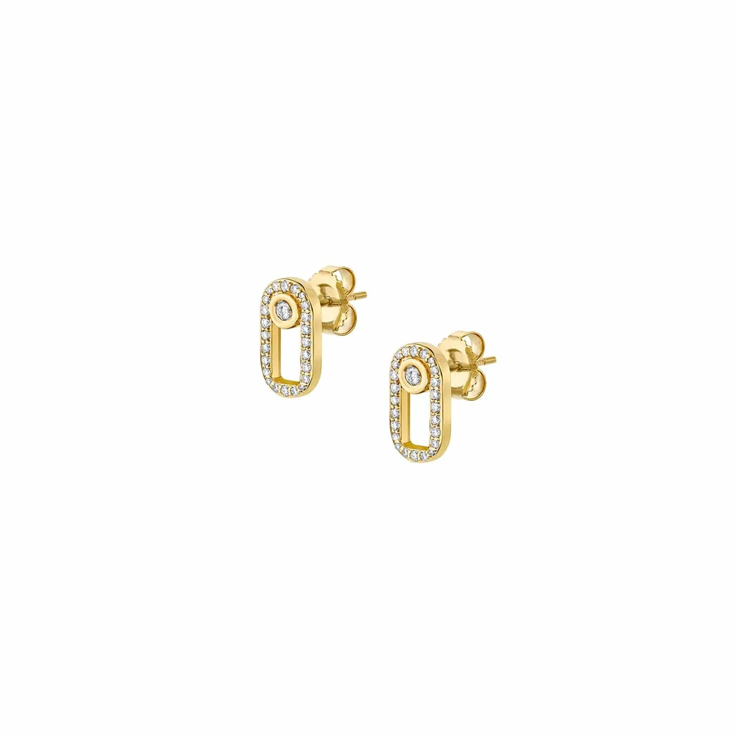 14 Karat Yellow Gold Oval Diamond Stud Earrings