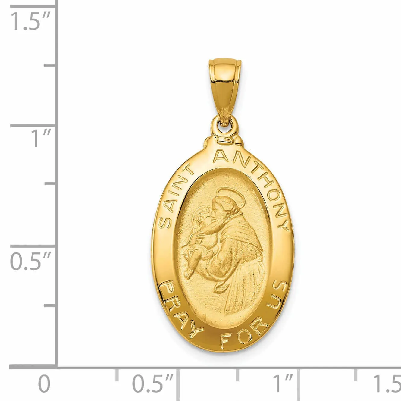 14 Yellow Gold Saint Anthony Oval Medal Pendant