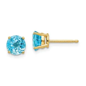 14k 6mm Blue Topaz Earrings