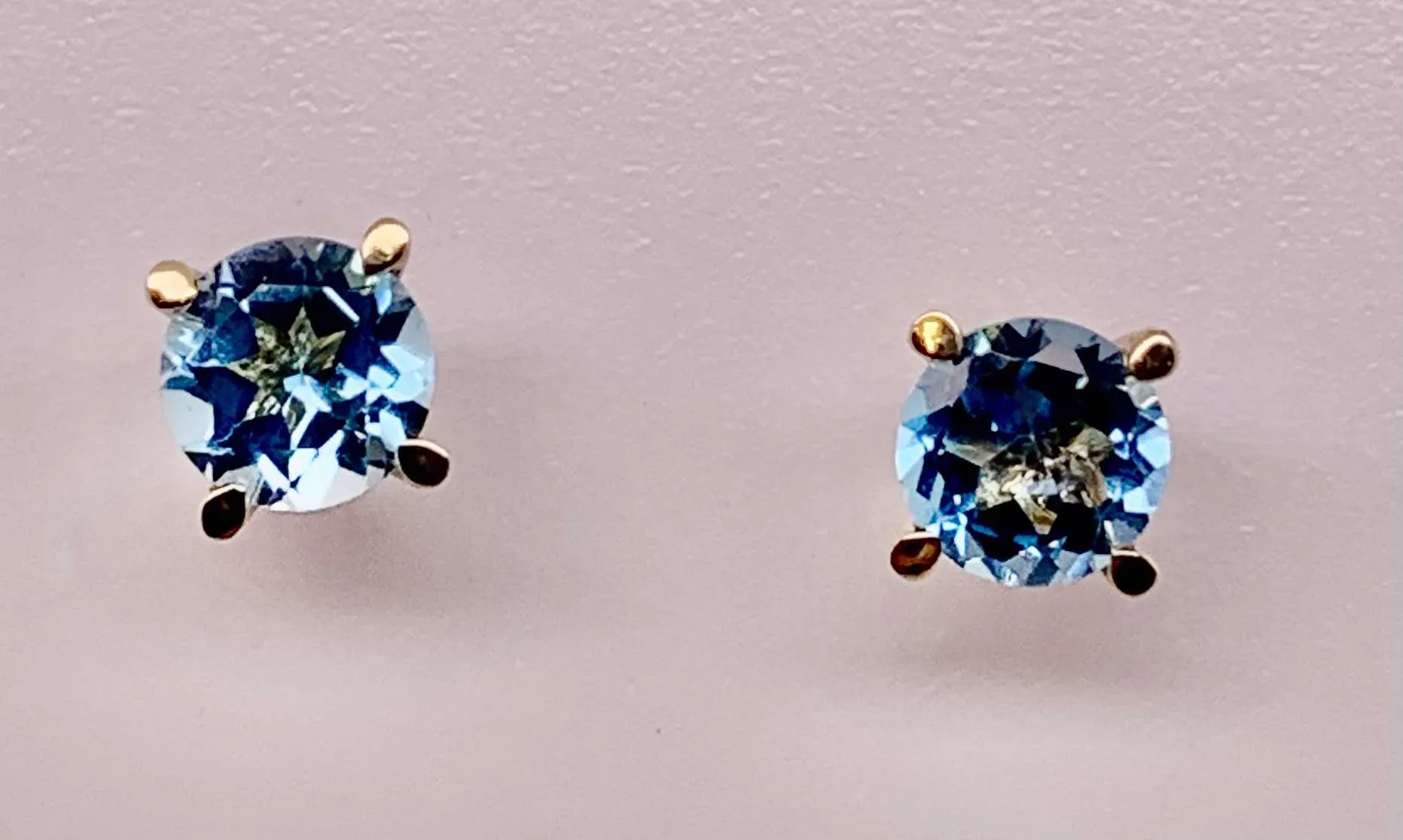 14K Blue Topaz Stud Earrings