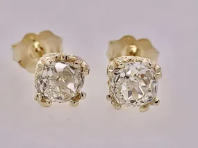 14K Estate European Cut Diamond Earrings