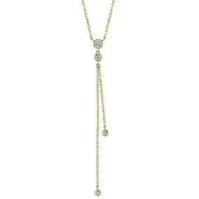 14k Gold 0.13Ct Diamond Lariat Necklace, Available in White, Rose and Yellow Gold