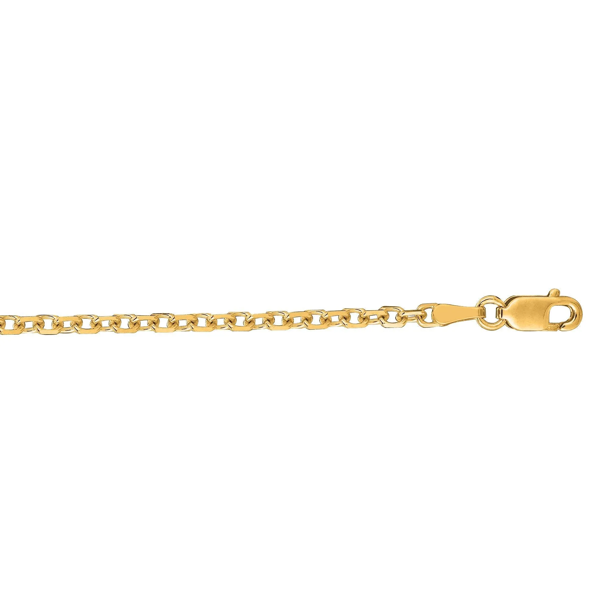 14K Gold 2.3mm Diamond Cut Cable Chain with Lobster Lock, Available in White and Yellow Gold