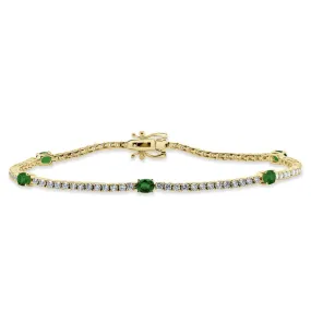 14K Gold Diamond & Emerald Bracelet