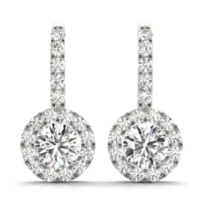 14K Gold Drop Bezel Diamond Earring