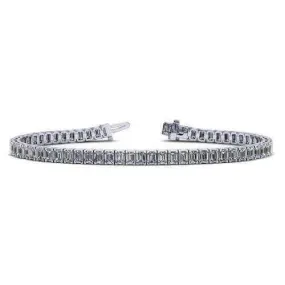 14K Gold Emerald Cut Diamond Tennis Bracelet