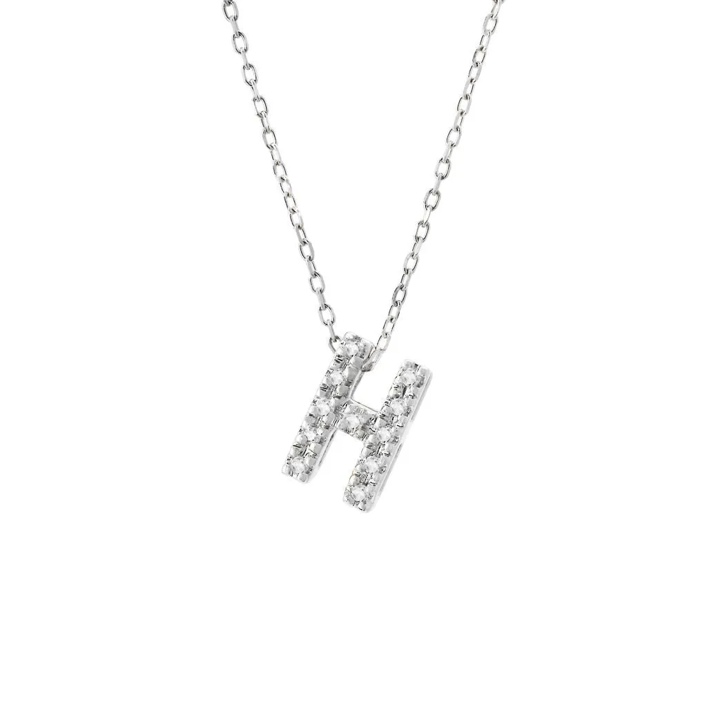 14K Gold Initial "H" Necklace With Diamonds