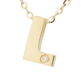 14K Gold Initial "L" Necklace (Diamond)