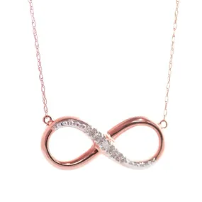 14K Solid Rose Gold Infinity Necklace w/ Natural Diamond