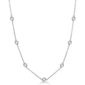 14k White Gold 1.50Ct Diamond by the Yard with 10 Diamonds on the Necklace