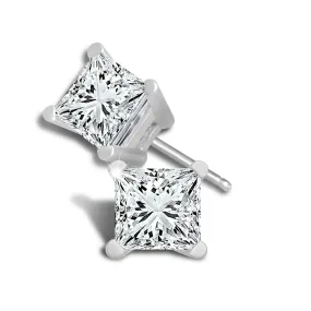 14K White Gold 1.50ctw Natural Square Diamond Studs