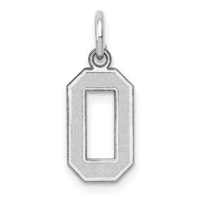 14k White Gold Satin Brush Finish Small Size Number 0 Charm Pendant