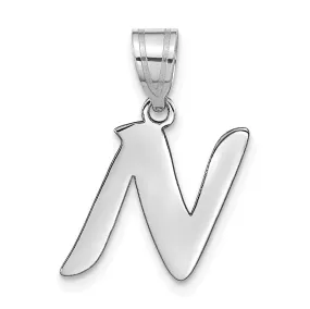 14k White Gold Script Design Letter N Initial Pendant