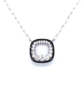 14K White Natural Black and White Diamond 17 inch Necklace