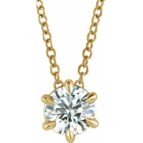 14K Yellow 3/8 CT Lab-Grown Diamond Solitaire 16-18" Necklace