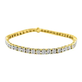 14K Yellow Gold 2.98 Carats Diamond Cluster Tennis Bracelet