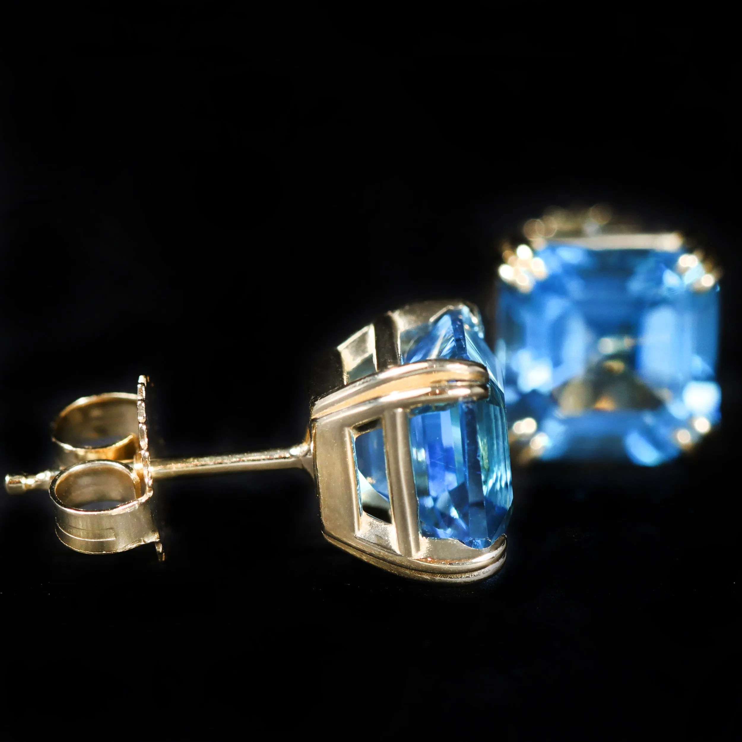 14K Yellow Gold 5.88 CTW Blue Topaz Stud Earrings