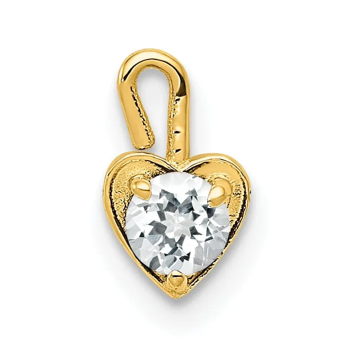 14k Yellow Gold April Birthstone Heart Charm