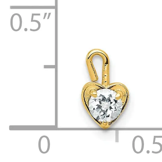 14k Yellow Gold April Birthstone Heart Charm