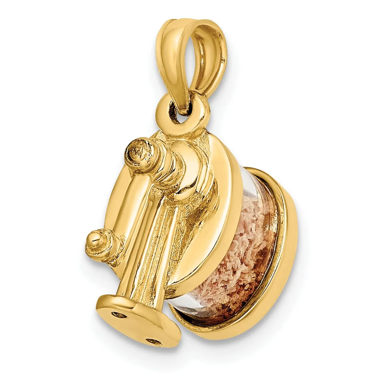 14K Yellow Gold Polished Finish 3-Dimensional Moveable Pencil Sharpener Charm Pendant