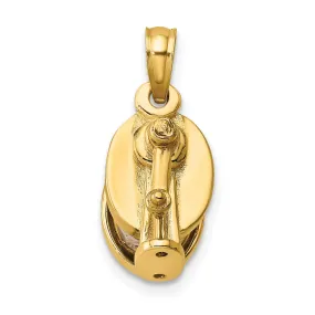 14K Yellow Gold Polished Finish 3-Dimensional Moveable Pencil Sharpener Charm Pendant