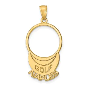 14k Yellow Gold Polished Finish GOLF NAPLES Visor Charm Pendant