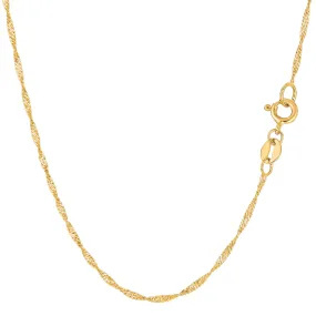 14k Yellow Gold Singapore Chain Bracelet, 1.5mm, 10"