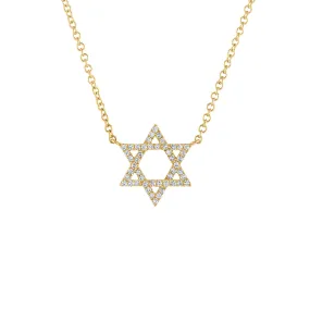 14KT GOLD DIAMOND OUTLINE STAR OF DAVID NECKLACE