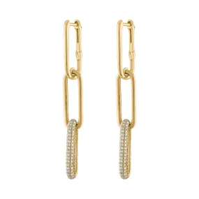 14KT GOLD DIAMOND THREE LINK EARRING